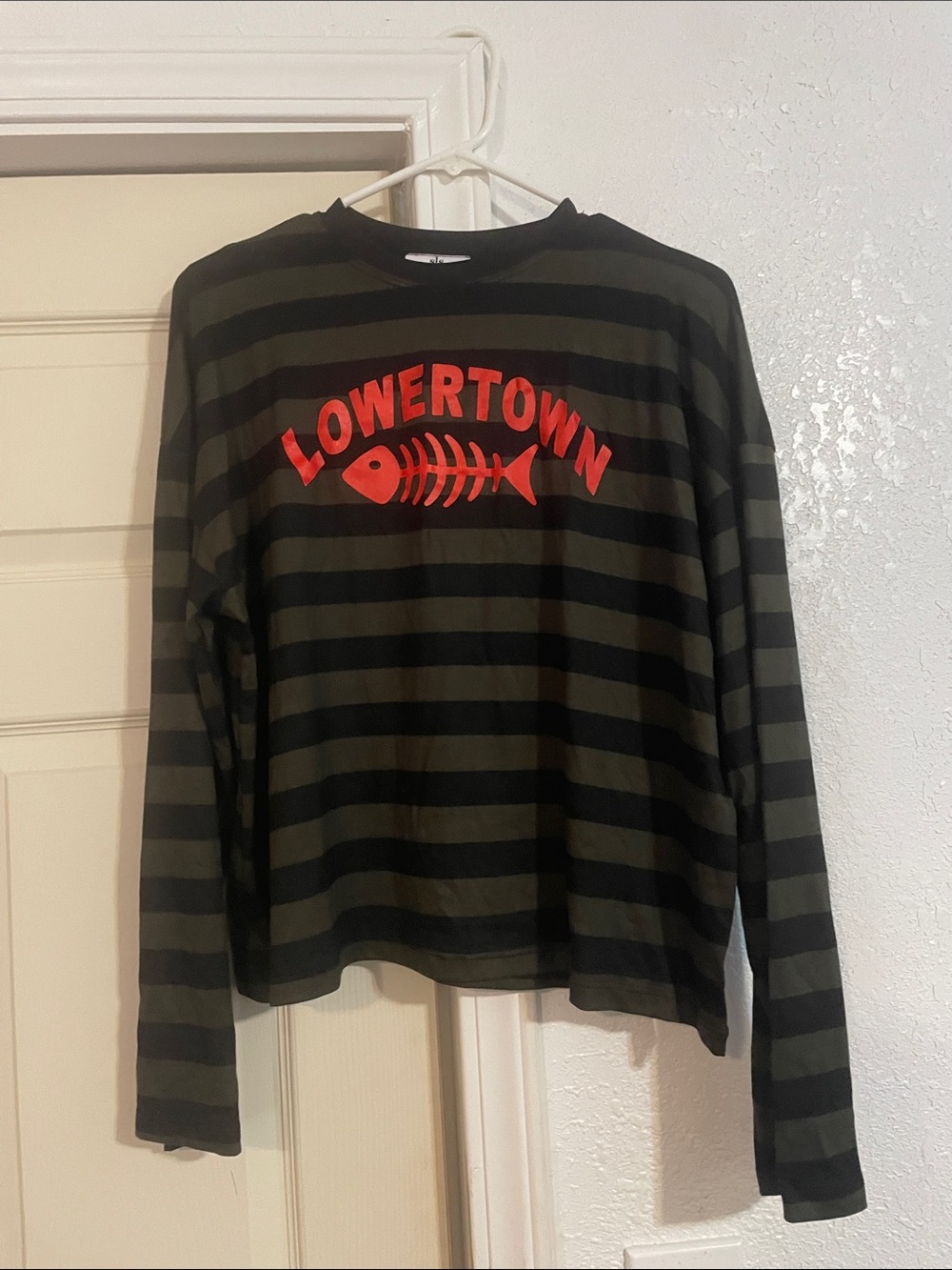 Striped Long Sleeve Tee in Gray & Black